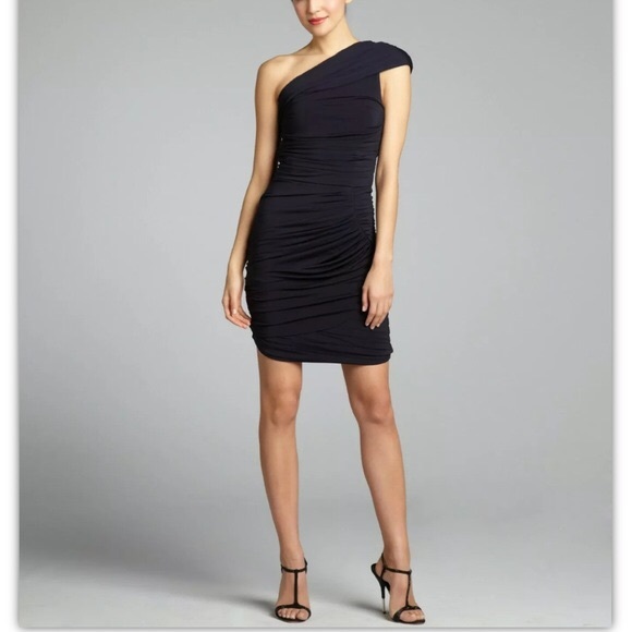 Vera Wang Lavender Label One Shoulder Ruched Mini - Picture 3 of 16